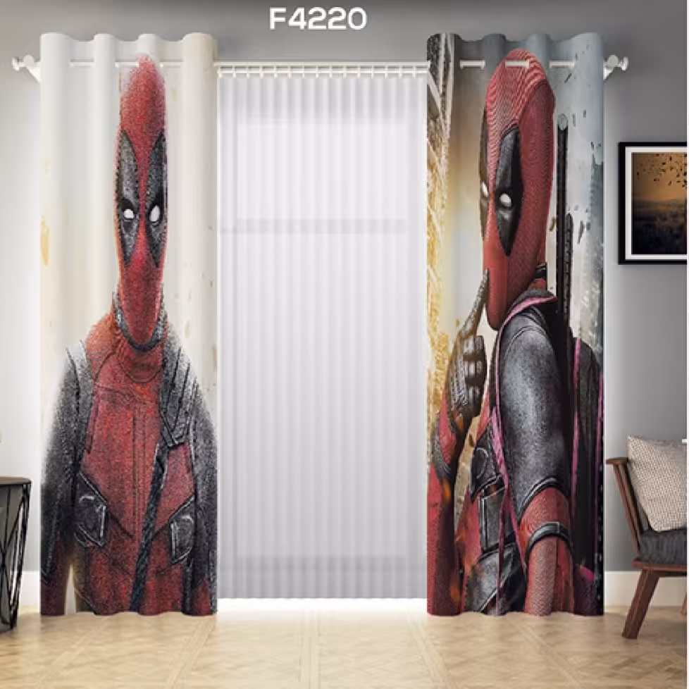 پرده چاپی پانچی طرح مرد عنکبوتی دوقواره ارتفاع 3 متر