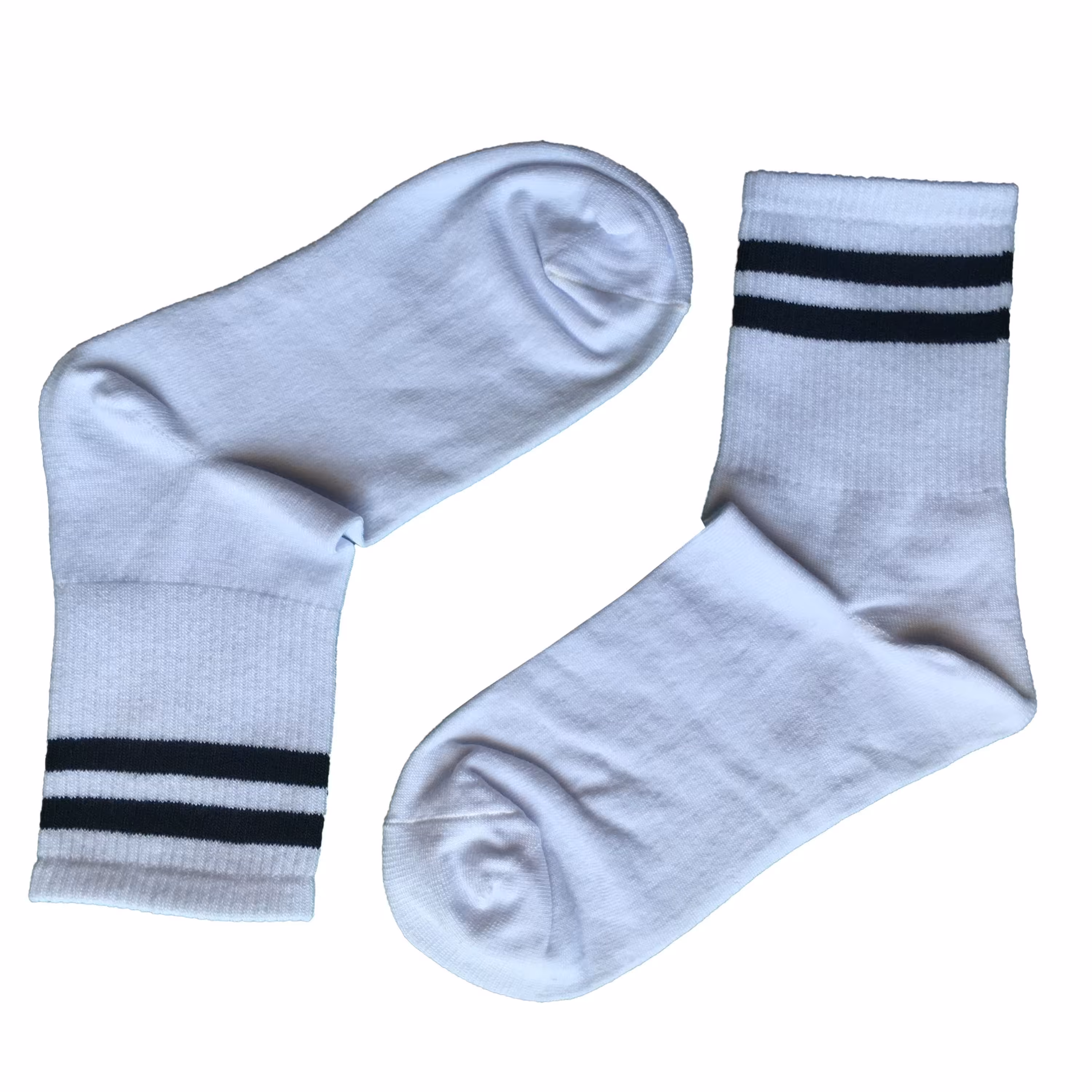 جوراب ساق کوتاه طرح 2 خط رنگ سفید سایز 36 تا 41