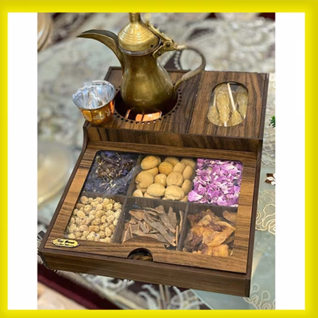 تی باکس چوبی وارمر دار  مستطیلی  6 خانه