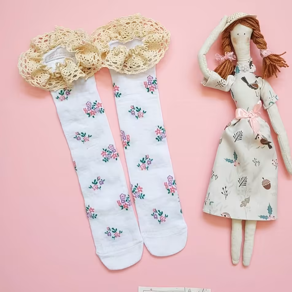 جوراب ساق بلند لبتور کتان ضخیم