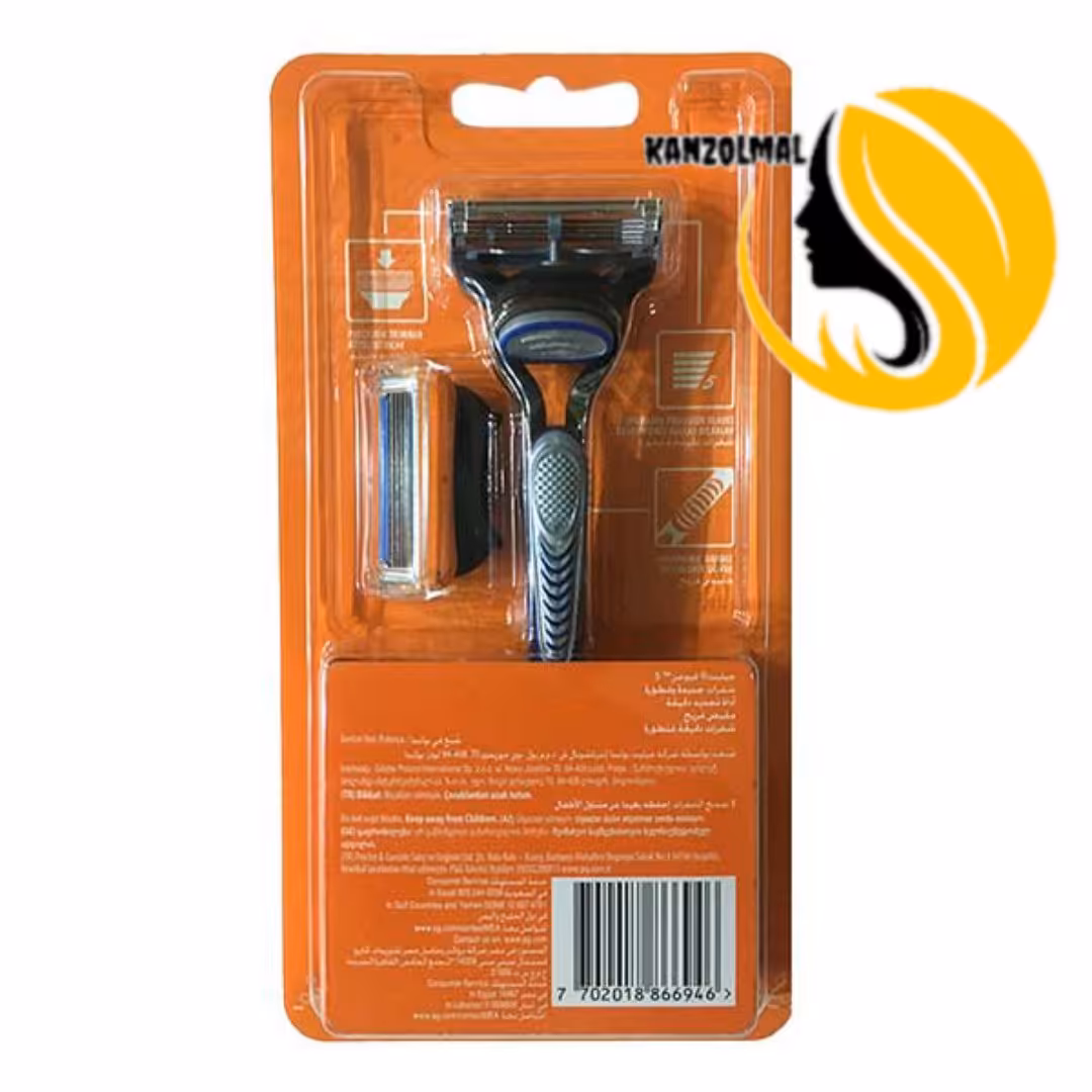 دسته ی فیوژن با دو سری (دسته ژیلت فیوژن با دو یدک) برند ژیلت آلمانی اصل 