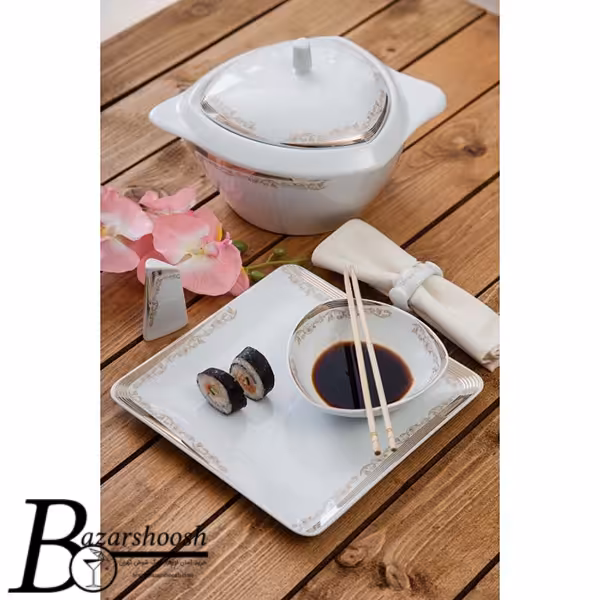 سرویس چینی غذاخوری 88پارچه تقدیس طرح پلین 12نفره پرنسس