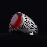 انگشتر مردانه عقیق یمنی دستساز فاخر اصل ( انگشتر عقیق )
