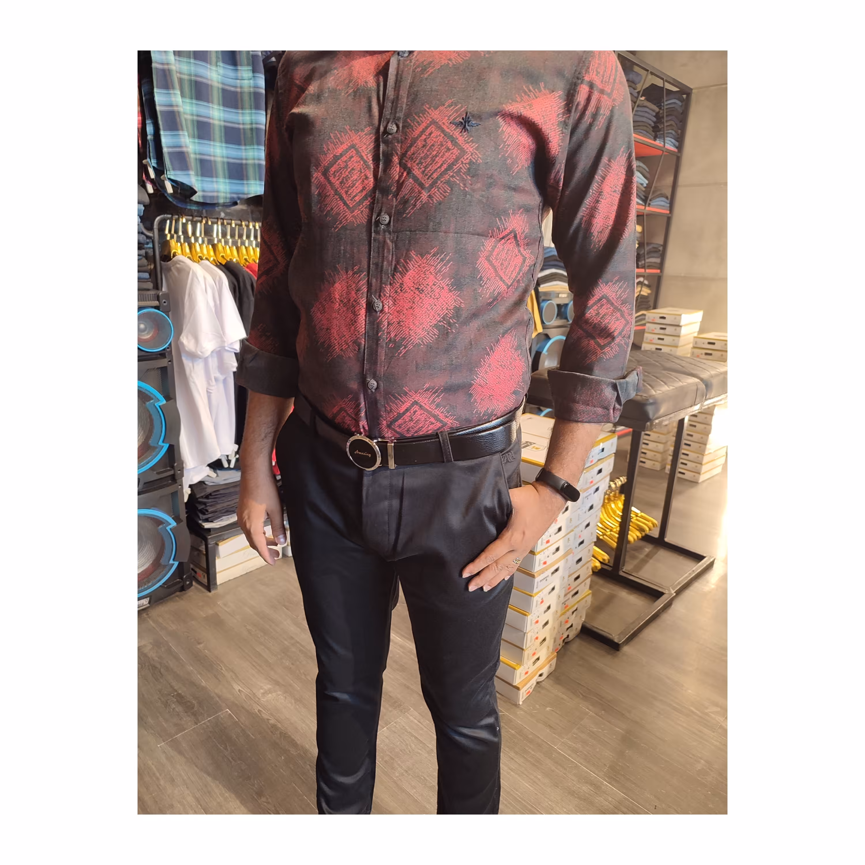  ست پیراهن تنسل، شلوار کتان پارچه سابله،و کمربند ریلی فوم خارجی