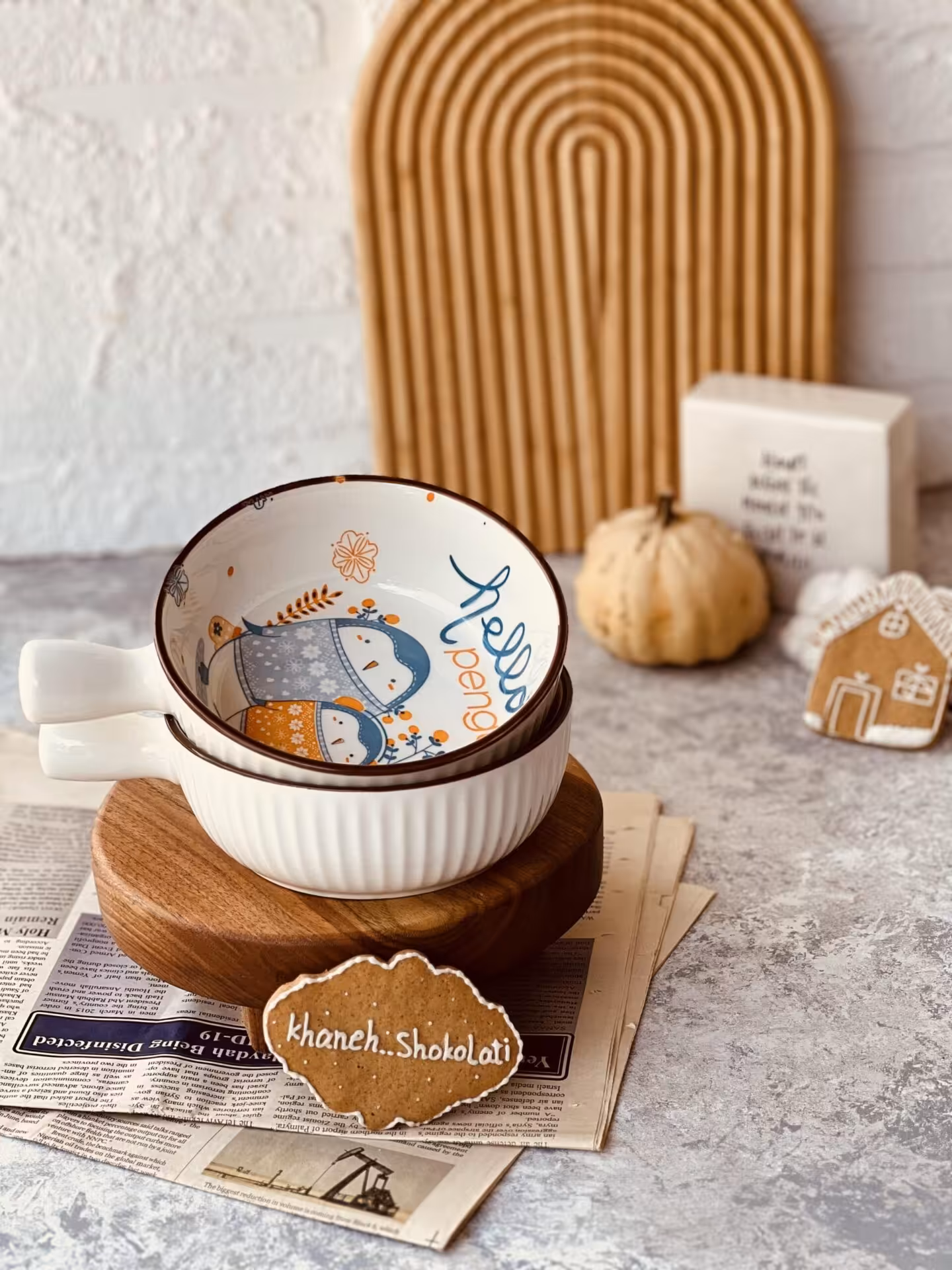 تابه گرد دسته دار طرح پنگوئن کد0014