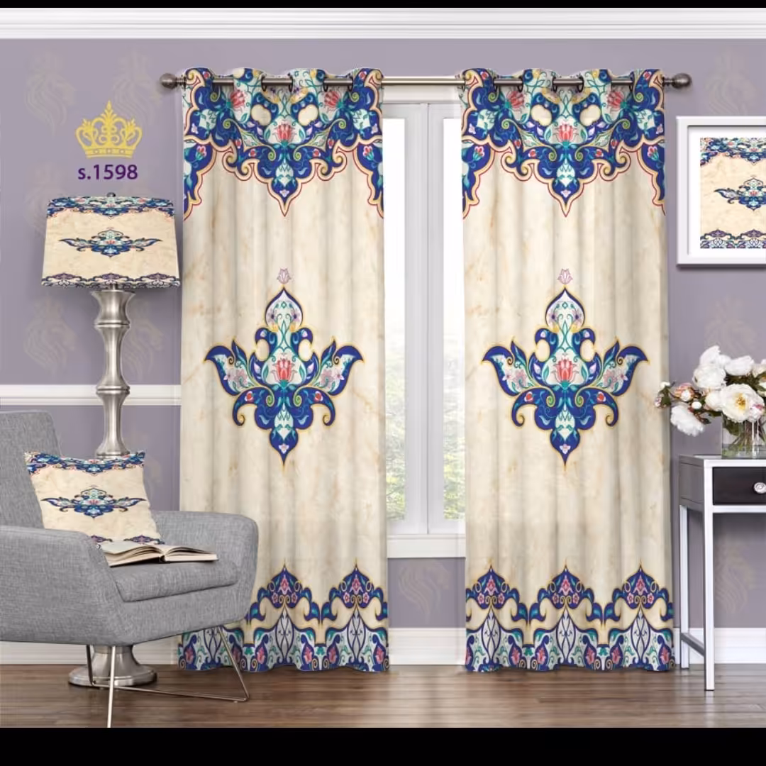 پرده پذیرایی دو قواره طرح اسلیمی کد S1598