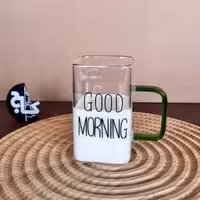 لیوان پیرکس دسته رنگی GOOD MORNING