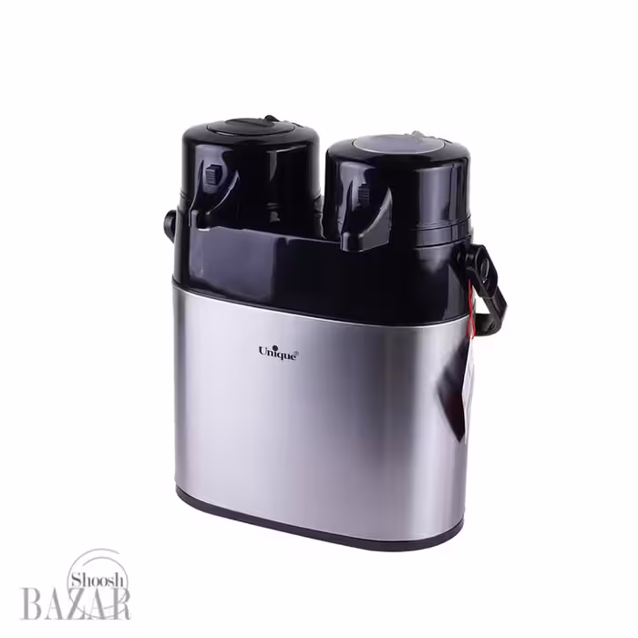 فلاسک دو قلو 1/6 استیل شیشه دار یونیک کد 9060