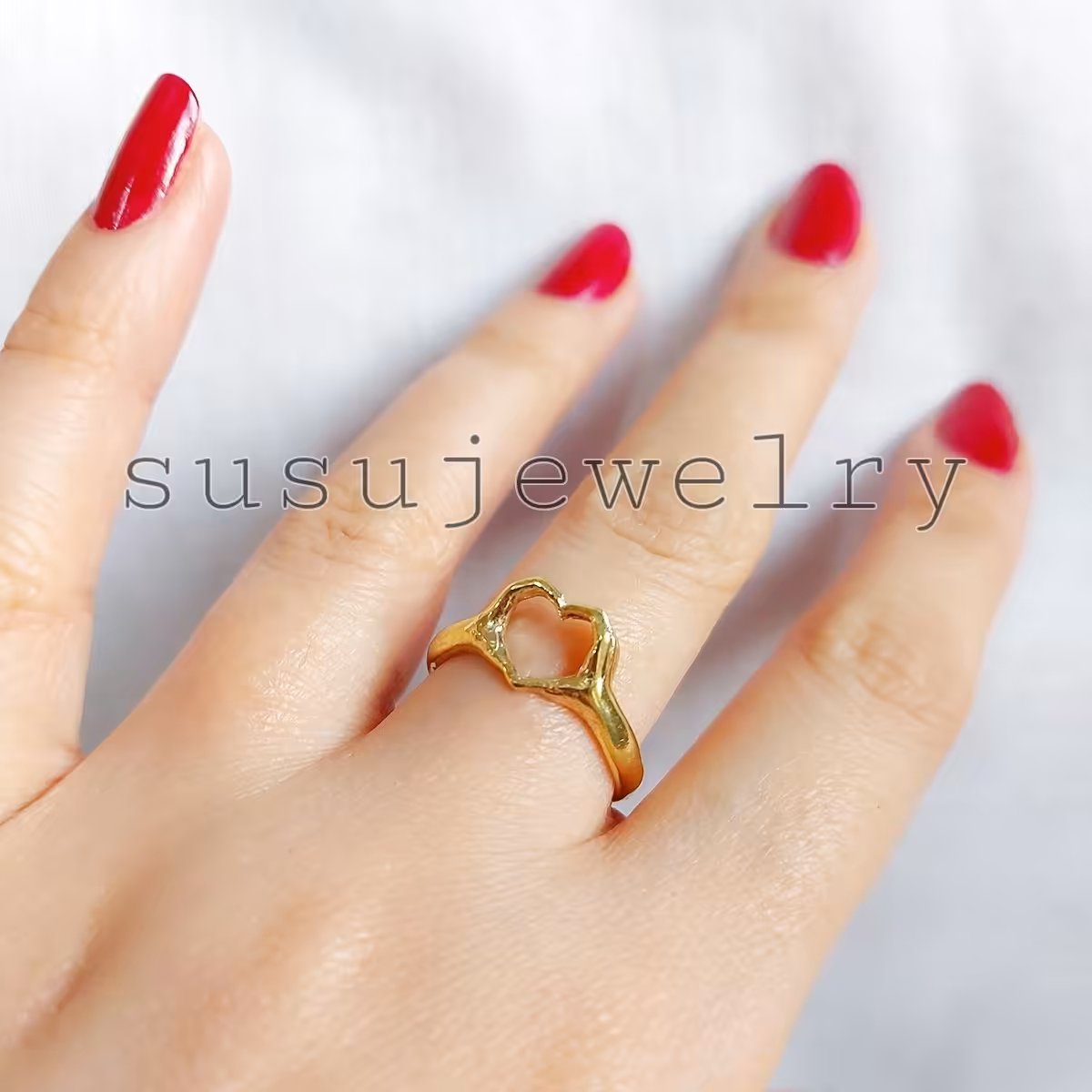 انگشتر  عاشقانه قلبی زنانه برنجی مناسب کادوی ولنتاین دخترانه و پسرانه