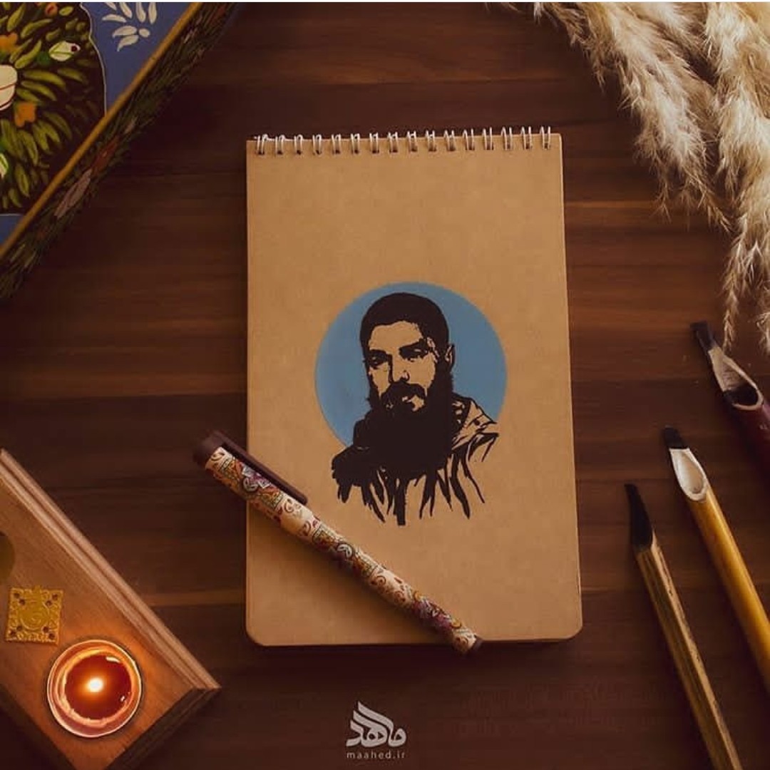 دفترچه سیمی 80 برگ کاهی بدون خط طرح شهید هادی