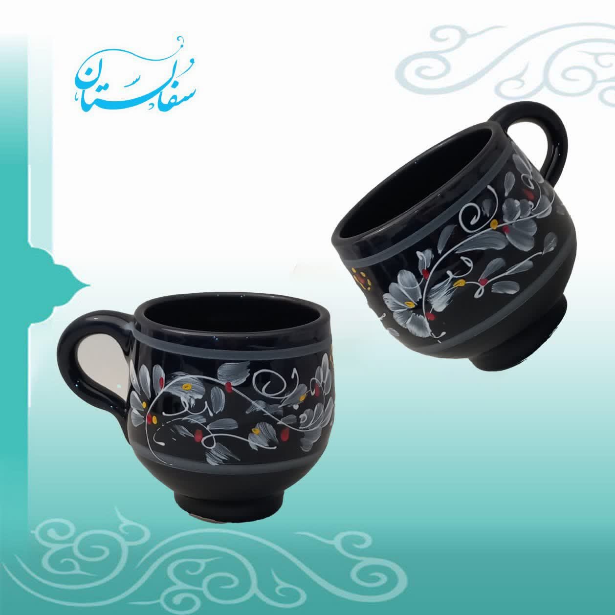 لیوان سرمه ای طرحدار