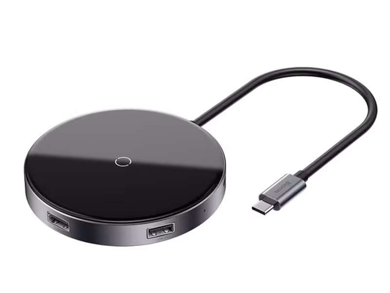 شارژر وایرلس و هاب چهار پورت بیسوس Baseus WXJMY-0G Circular Mirror Wireless Charger HUB