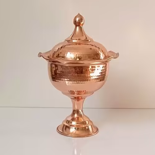 شکلات خوری درب دار مسی طرح لاله نانو شده