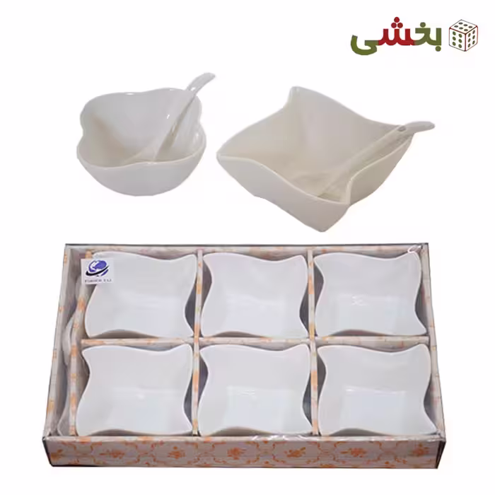 ست پیاله سرامیکی قاشق دار 6 عددی