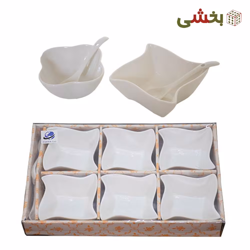 ست پیاله سرامیکی قاشق دار 6 عددی