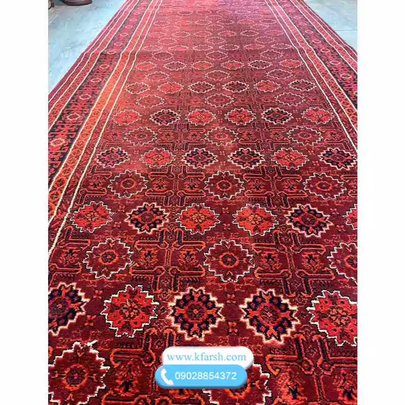 فرش کناره راهرویی طرح ترکمن قرمز 700شانه