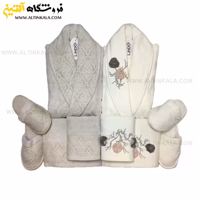 سرویس حوله عروس و داماد 10تکه گلدوزی سه بعدی برند LINDO