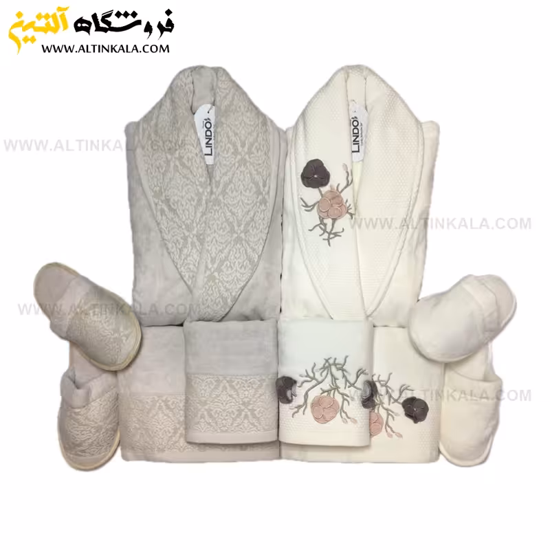 سرویس حوله عروس و داماد 10تکه گلدوزی سه بعدی برند LINDO