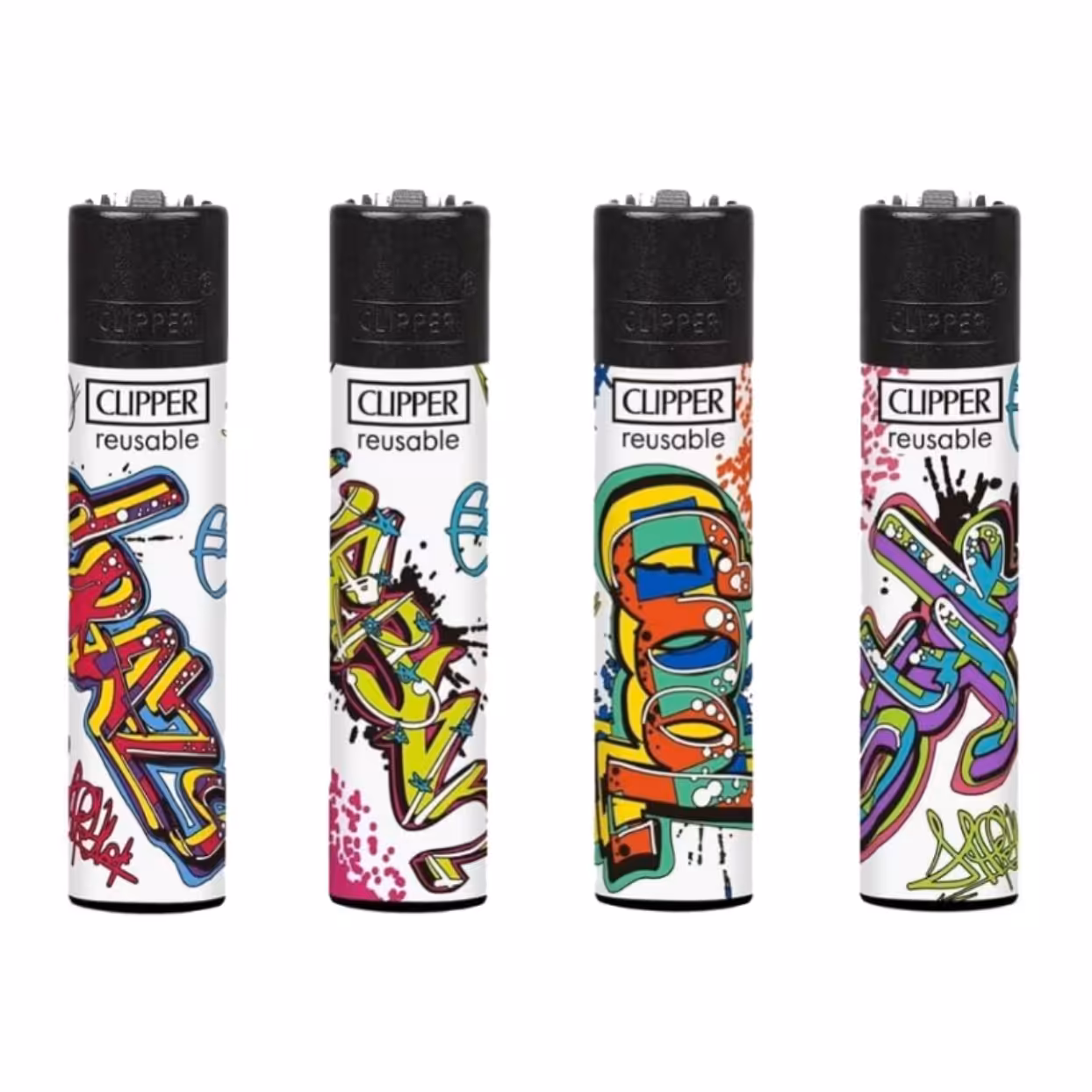 فندک کلیپر سایز کوچک مجموعه 4 عددی طرح street life