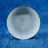 بشقاب چینی خورش خوری 21  سانت لورین لب طلا مدل دیپلمات بسته 6 عددی