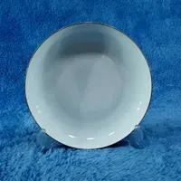 بشقاب چینی خورش خوری 21  سانت لورین لب طلا مدل دیپلمات بسته 6 عددی