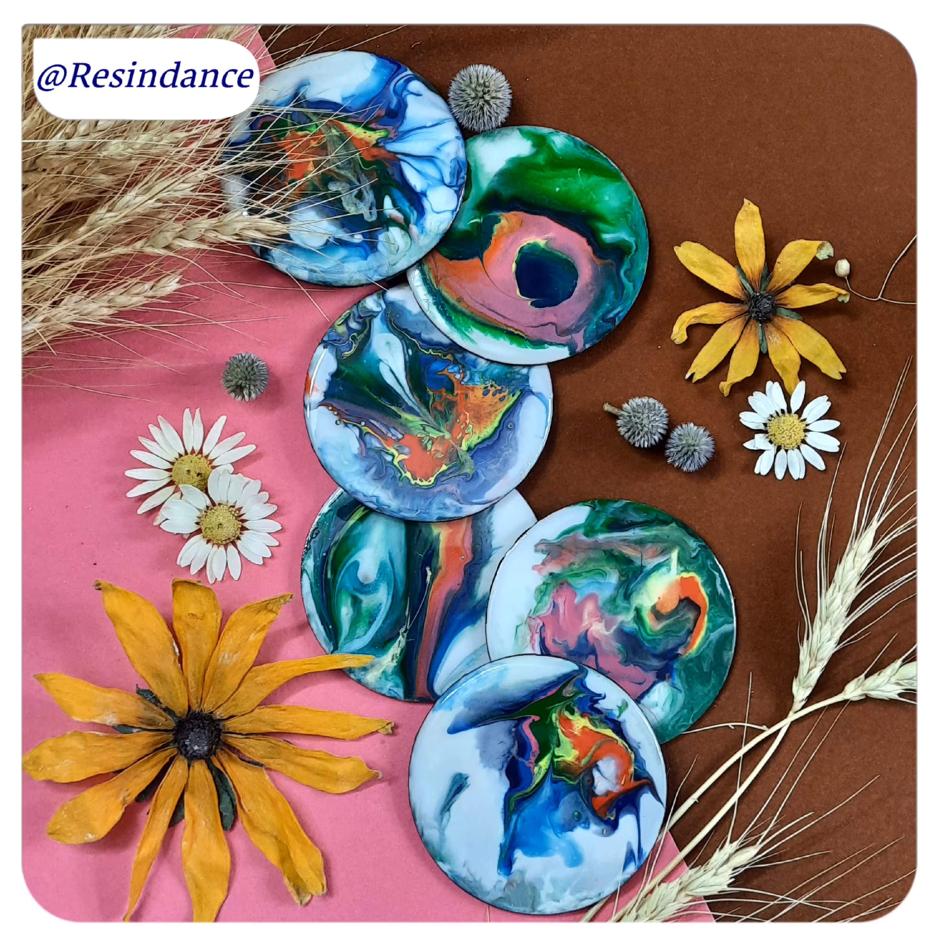 زیر لیوانی دایره رنگی رنگی 