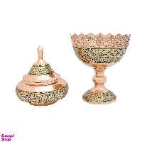 ست آجیل خوری و شکلات خوری مسی خاتم کاری کد 7099 مجموعه 2 عددی