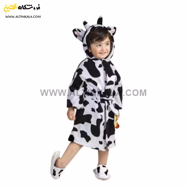 حوله پالتویی کودک پودایران طرح گاوی سایز 70