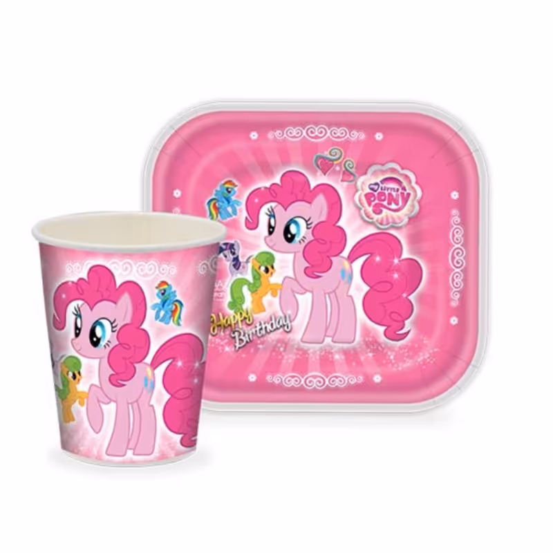 تم تولد بشقاب لیوان پونی 12 عددی 