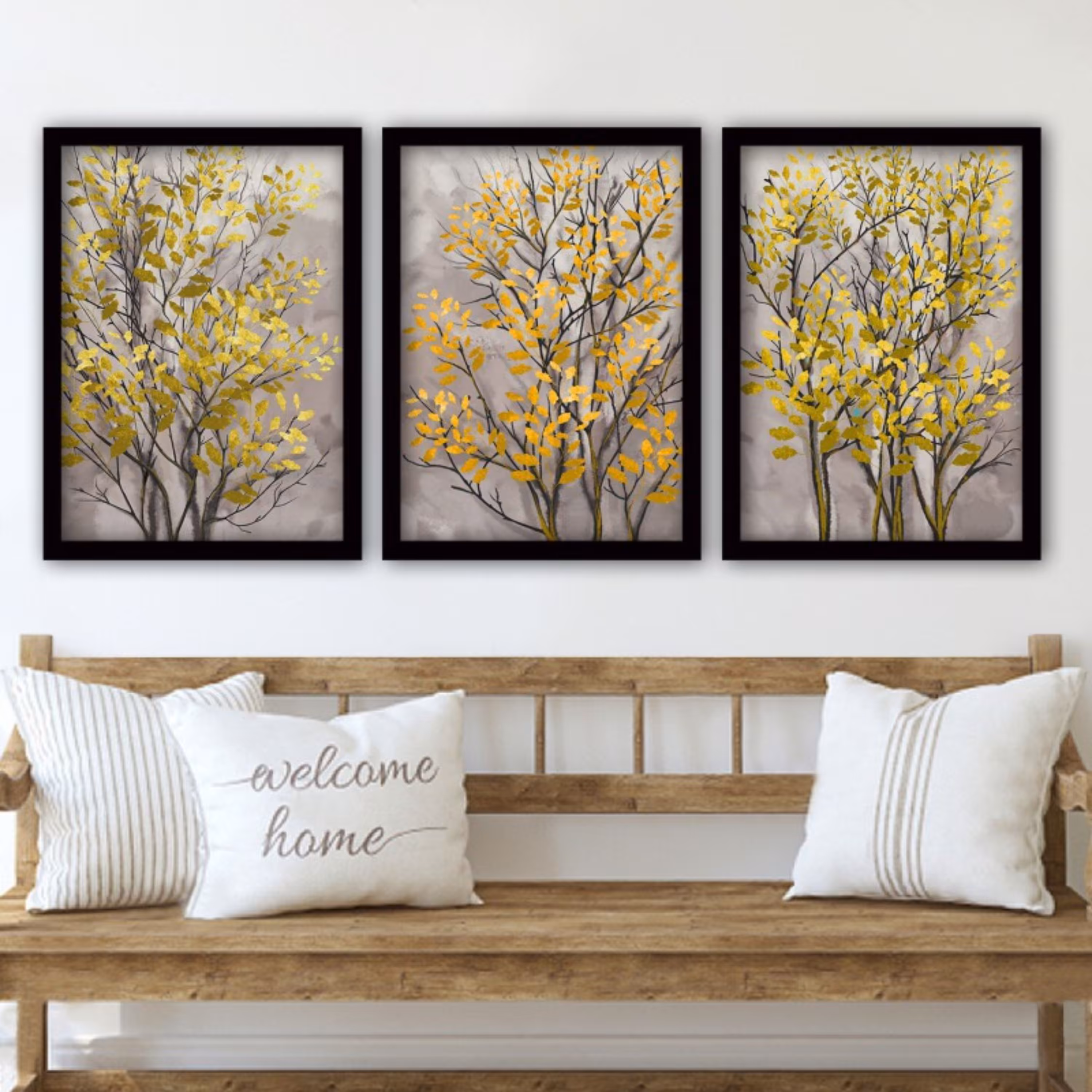 تابلو دکوراتیو درخت مجموعه 3 عددی سایز 30 در 40 