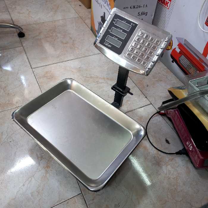 ترازو باسکول فروشگاهی 200 کیلوگرم  علمک کوتاه سینی دار  استیل 