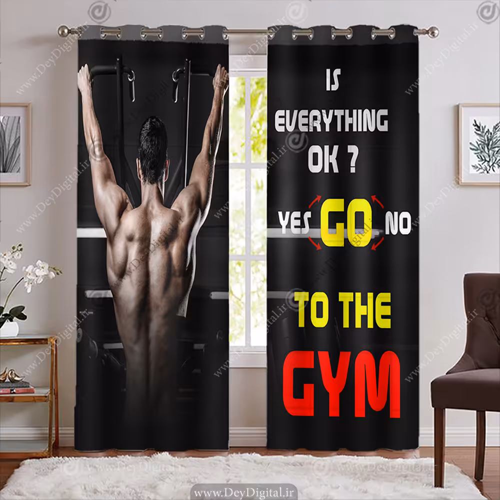 پرده پانچی بدنسازی طرح عضلات کول و فیله کمر با جلات انگیزشی باشگاه BA-7616-s