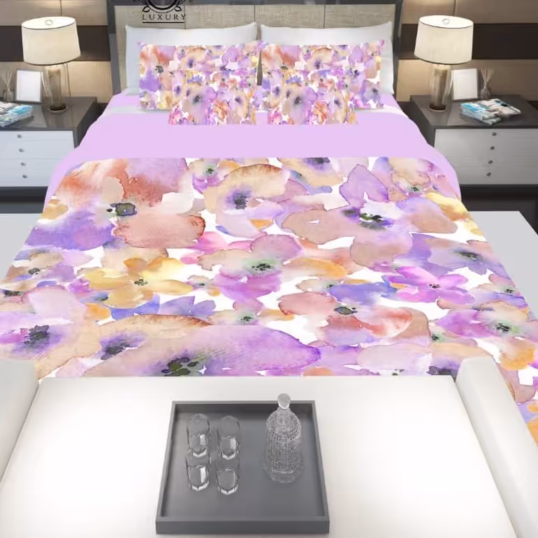 سرویس  روتختی دونفره 8تکه چاپی قابل ست با پرده با انتخاب جنس پارچه کد 1058