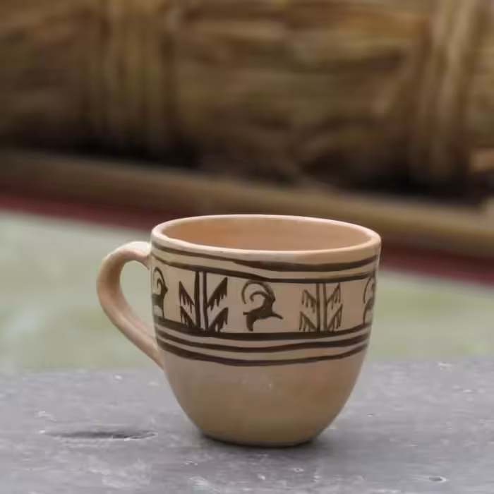 فنجان قهوه خوری دستساز سفالی لعابکاری شده و قابل شستشو رنگ ثابت