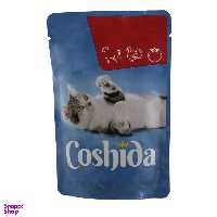 پوچ گربه کوشیدا (Coshida) مدل Beef & Turkey in Tamato Jelly وزن 100 گرم