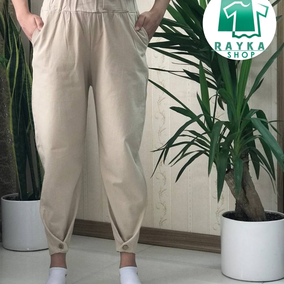 شلوار لینن دکمه دار