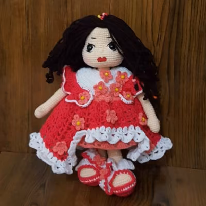 عروسک بافتنی آوا ارتفاع 30 سانت (دستبافت)