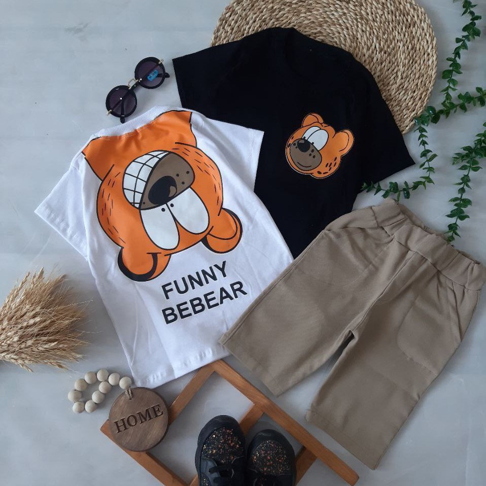 ست تیشرت و شلوارک اسپورت بچگانه شیک و زیبا مناسب حدود سنی 2 تا 9 سال جنس تیشرت نخ پنبه لاکرا جنس شلوارک کتان کاغذی خنک 