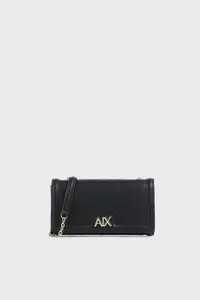 کیف شانه ای مشکی زنانه کیسه تسمه زنجیره با آرم Armani Exchange
