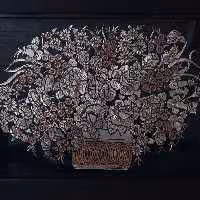 تابلوی قلم زنی روی مس طرح سبد گل سایز بزرگ 