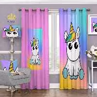 پرده اتاق خواب کودک دو قواره طرح اسب تک شاخ یا یونی کورن کد S7222