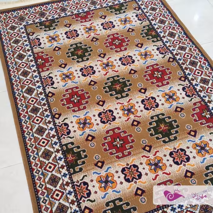 گلیم ماشینی یک در یک و نیم طرح سیمین بژ