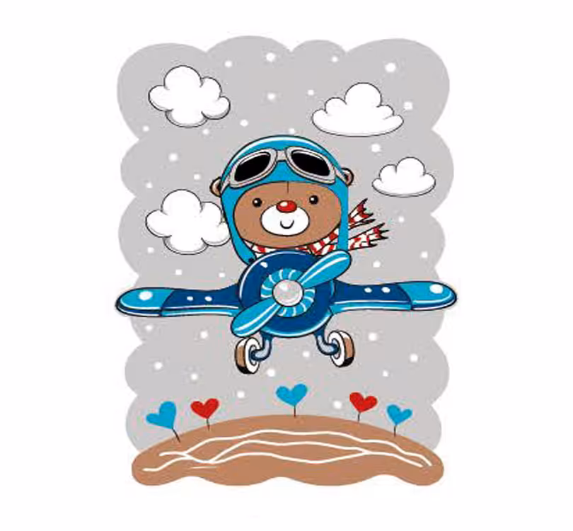 فرش کودک زرباف خرس خلبان طرح برجسته Zarbaf