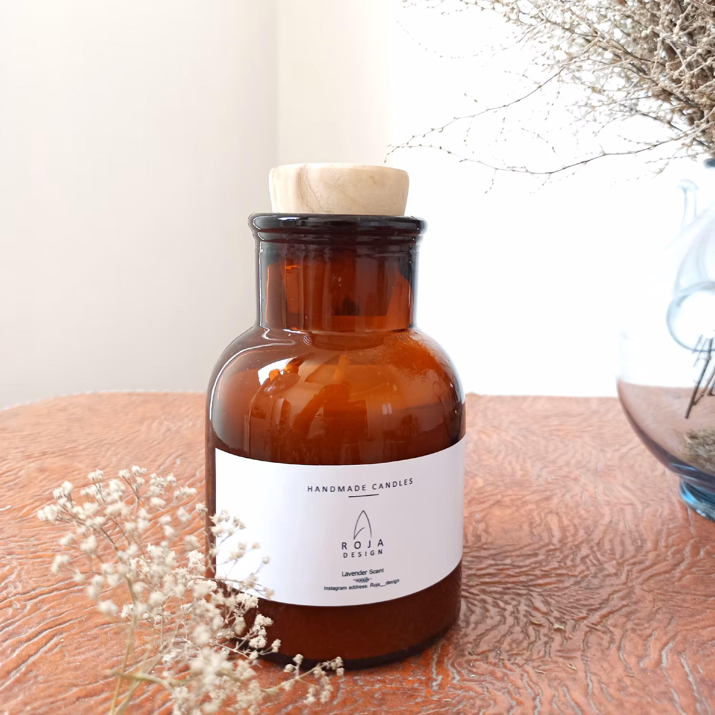 شمع شیشه قهوه ای