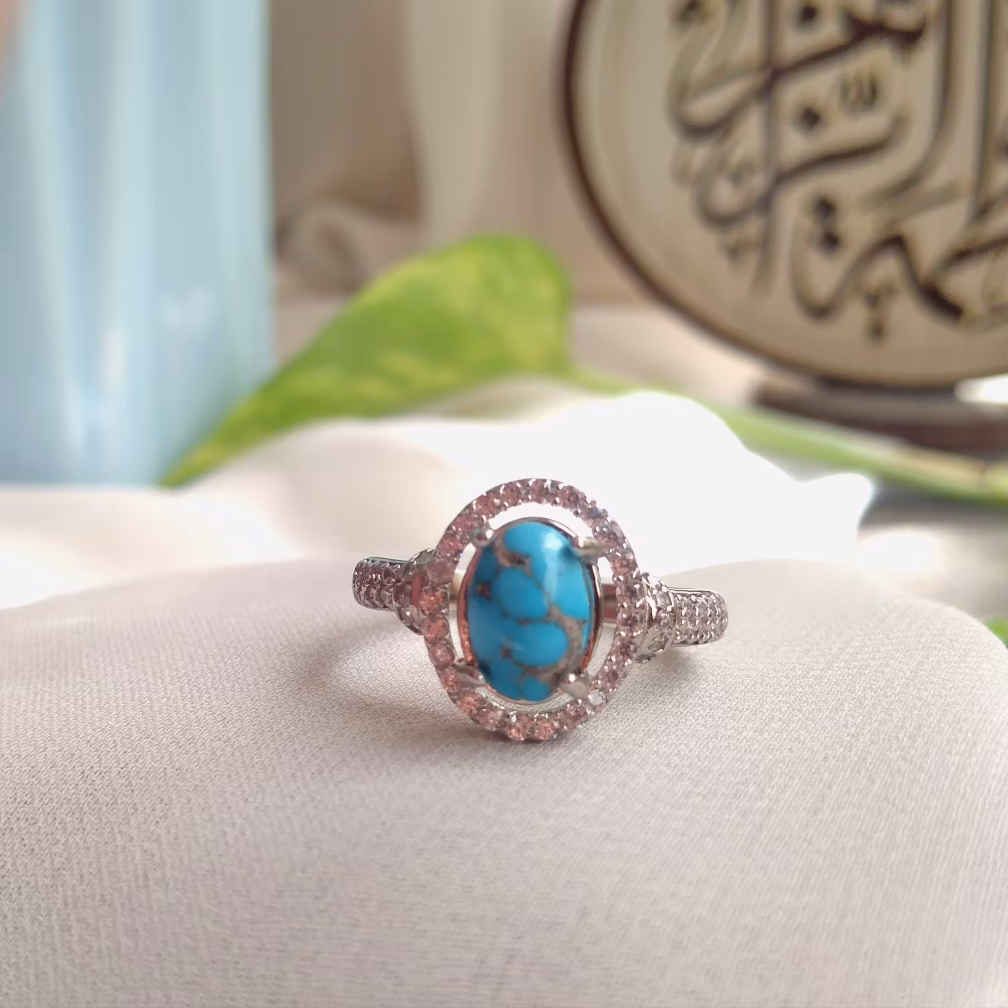 انگشتر رادیوم فیروزه نیشابور زنانه نقره