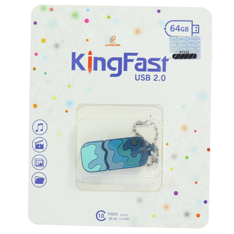 فلش 64 گیگابایت فانتزی طرح موج آبی کینگ فست KING FAST