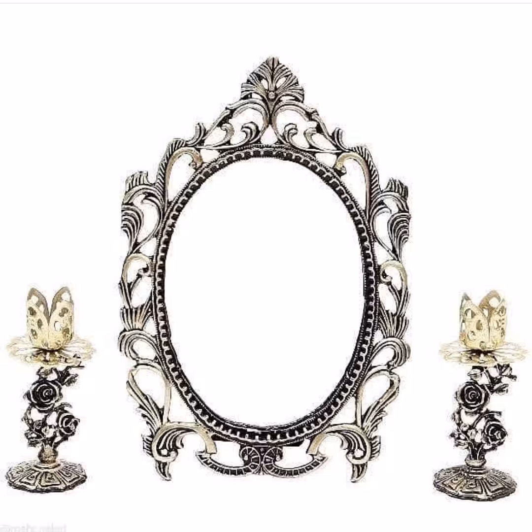 آینه شمعدان مناسب هفتسین رنگ برنزی سایز  آینه 13در18