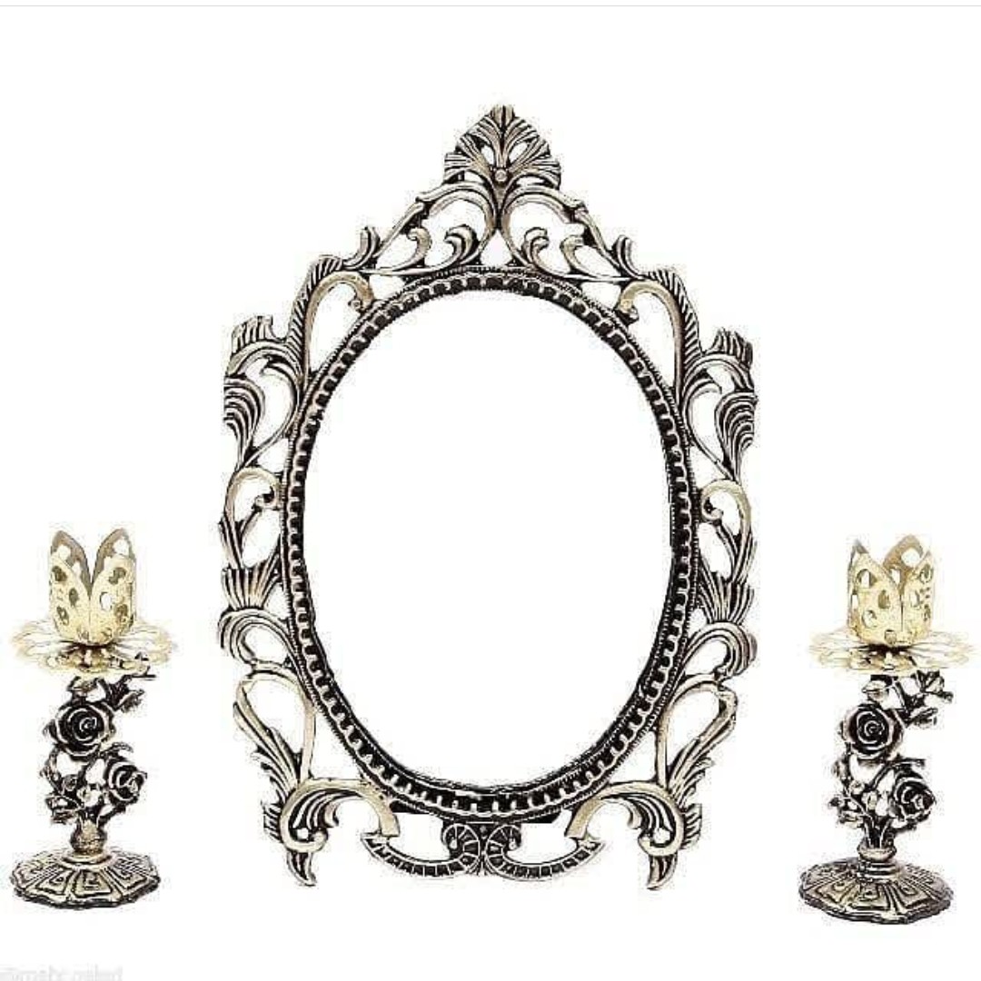 آینه شمعدان مناسب هفتسین رنگ برنزی سایز  آینه 13در18