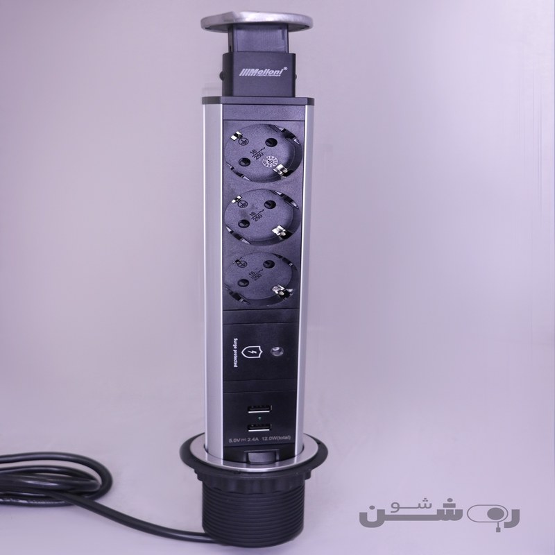 پریز توکار استیل ملونی کد 10006 دو پریز  دو usb
