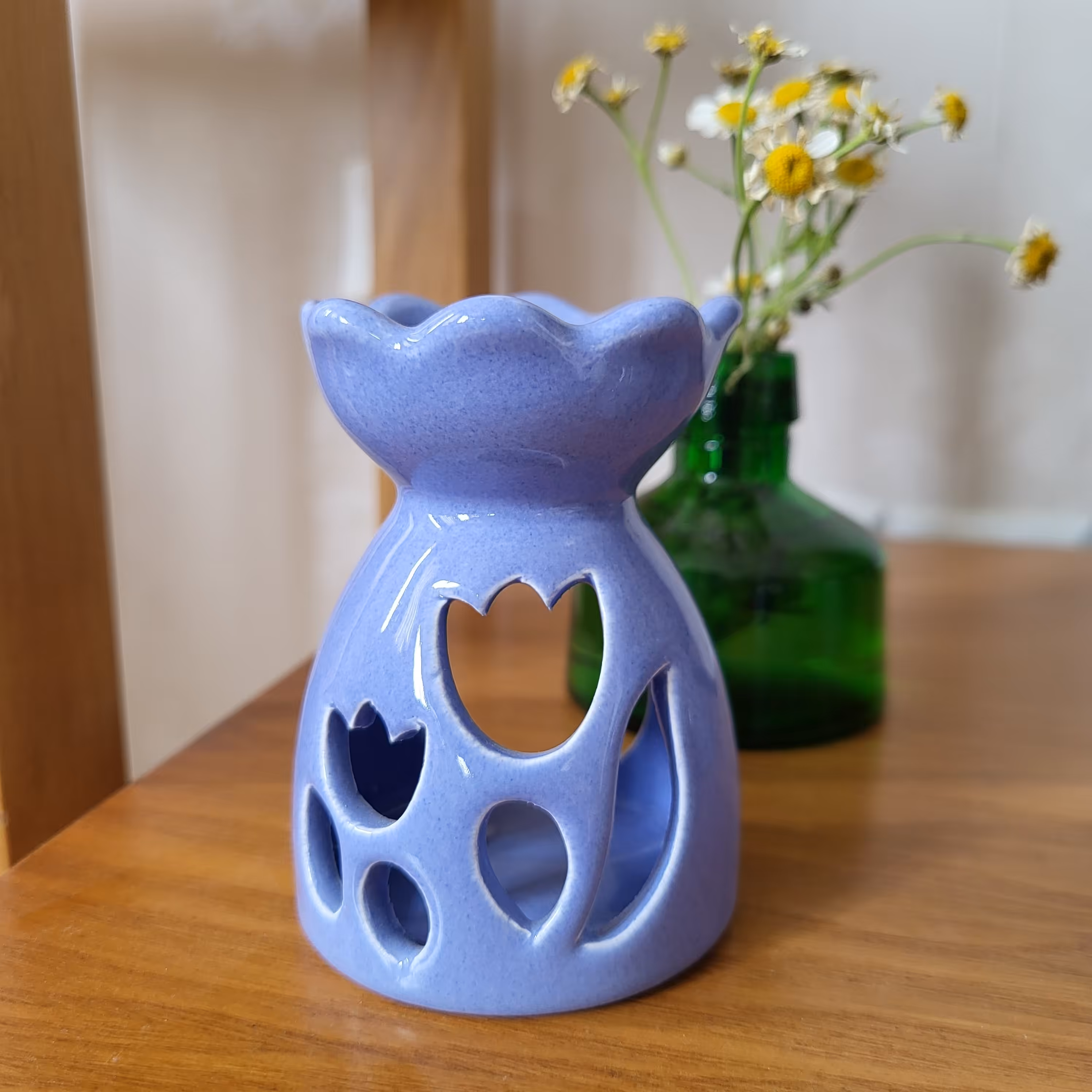 اسانس سوز  لعاب خورده طرح لاله ارتفاع 9سانتیمتر رنگ بنفش کمرنگ